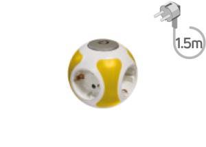 Πολύπριζο 4 θέσεων με διακόπτη και καλώδιο 1.5m κίτρινο KICKO