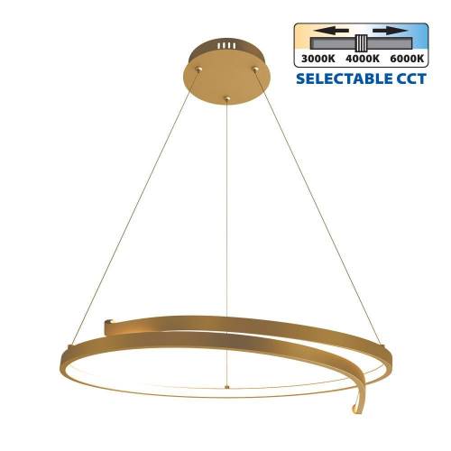 Φωτιστικό Κρεμαστό Omicron LED 38W CCT-Switch Χρυσό