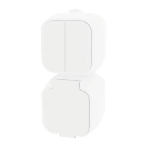 Διακόπτης Α/Ρ με Πρίζα Σούκο Εξωτερικός Λευκός IP54